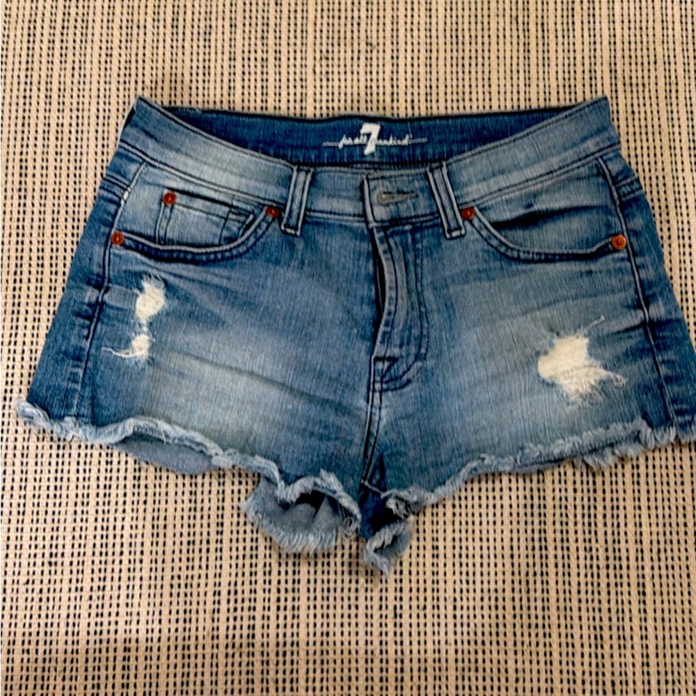 7 for all mankind Distressed Denim Cut Off Shorts- size 24
